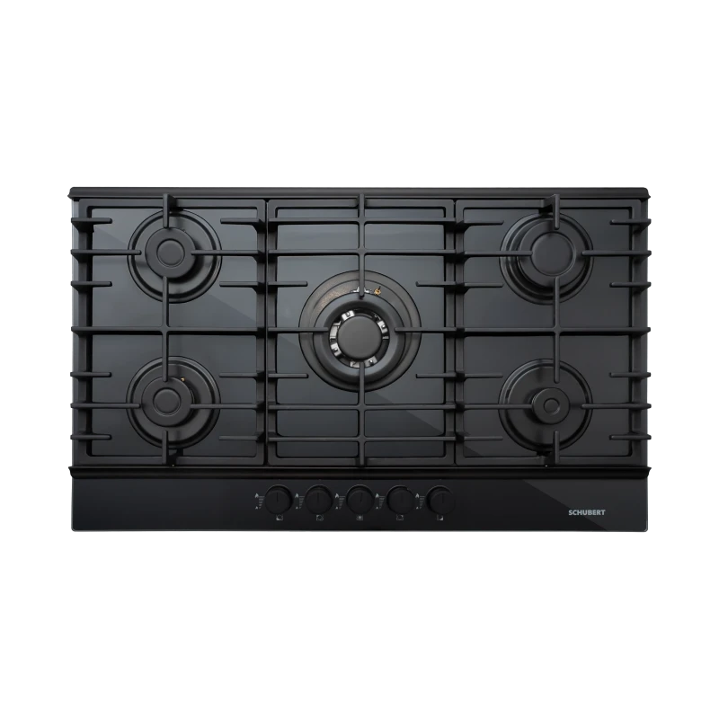 Schubert Built-In Gas Hob 90cm Black Glass Cast Iron - THETA A9501 - Schubert